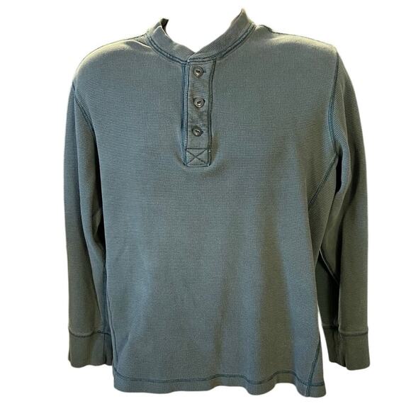 Eddie Bauer Teal Green Adventurer Long Sleeve CottonHenley Size L - Picture 1 of 8